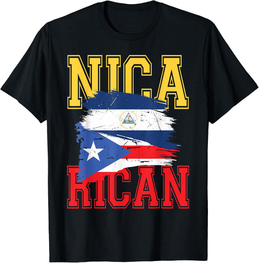 Nicaragua Nica Puerto Rico Boricua Nica Rican Puerto Rican T-Shirt - T-Shirt | Black