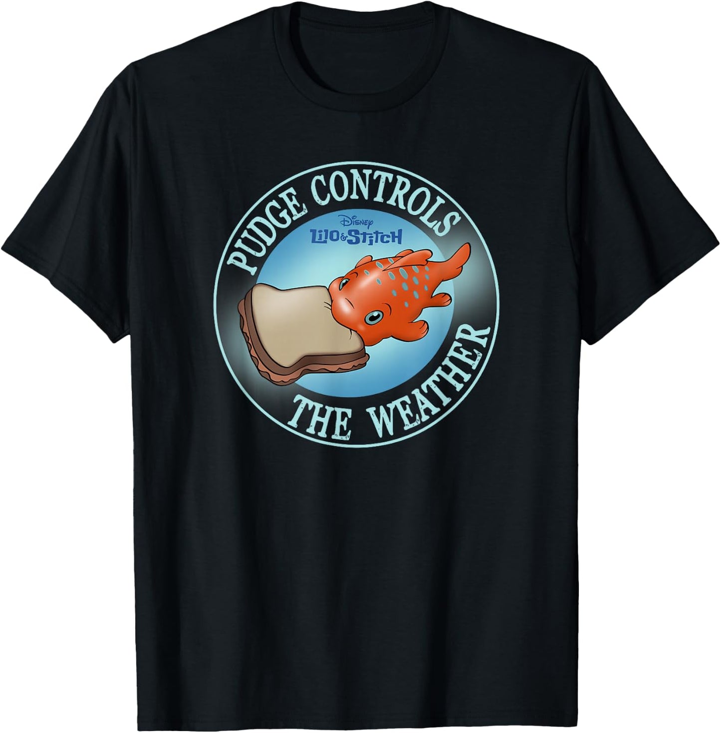 Disney Lilo & Stitch Pudge Controls The Weather Poster T-Shirt - T-Shirt | Black