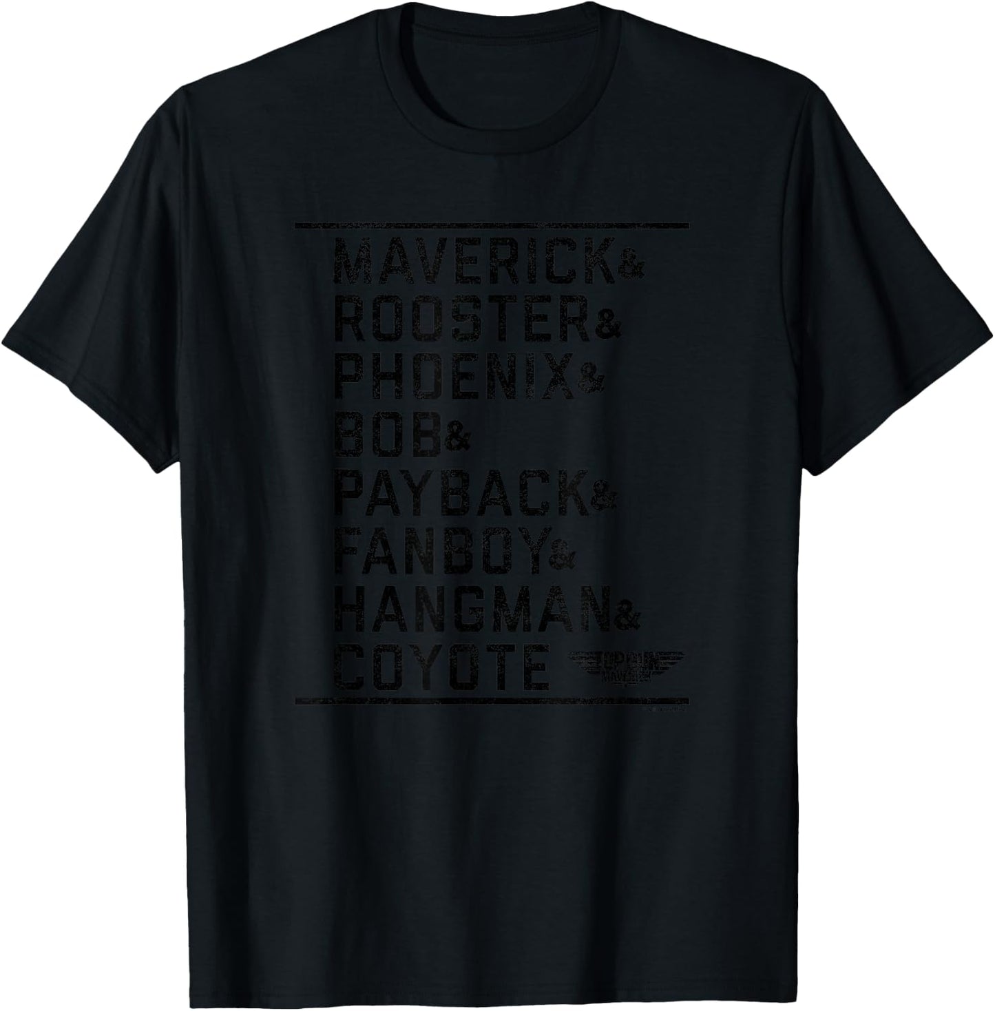 Top Gun: Maverick Cast Name Stack & Logo T-Shirt - T-Shirt | Black