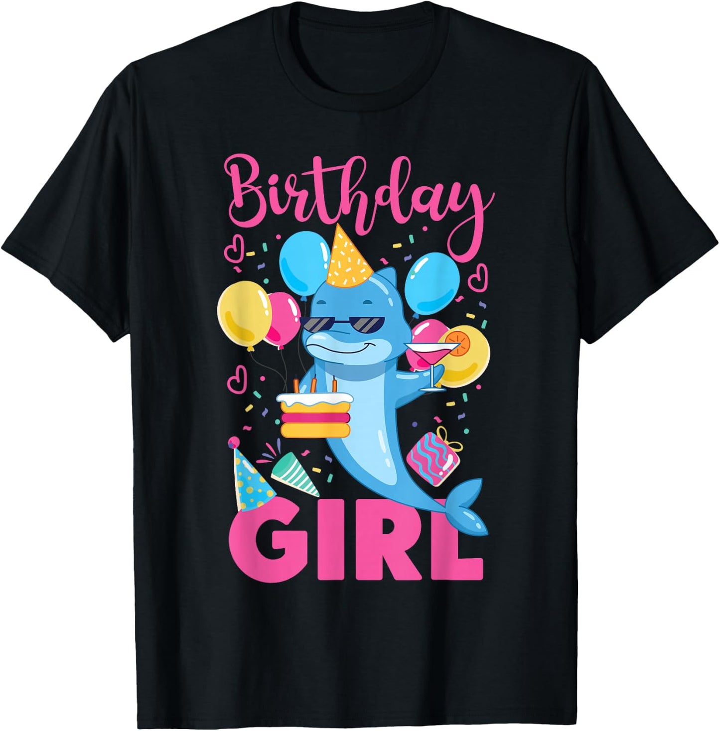 Dolphin Birthday Birthday Girl T-Shirt - T-Shirt | Black