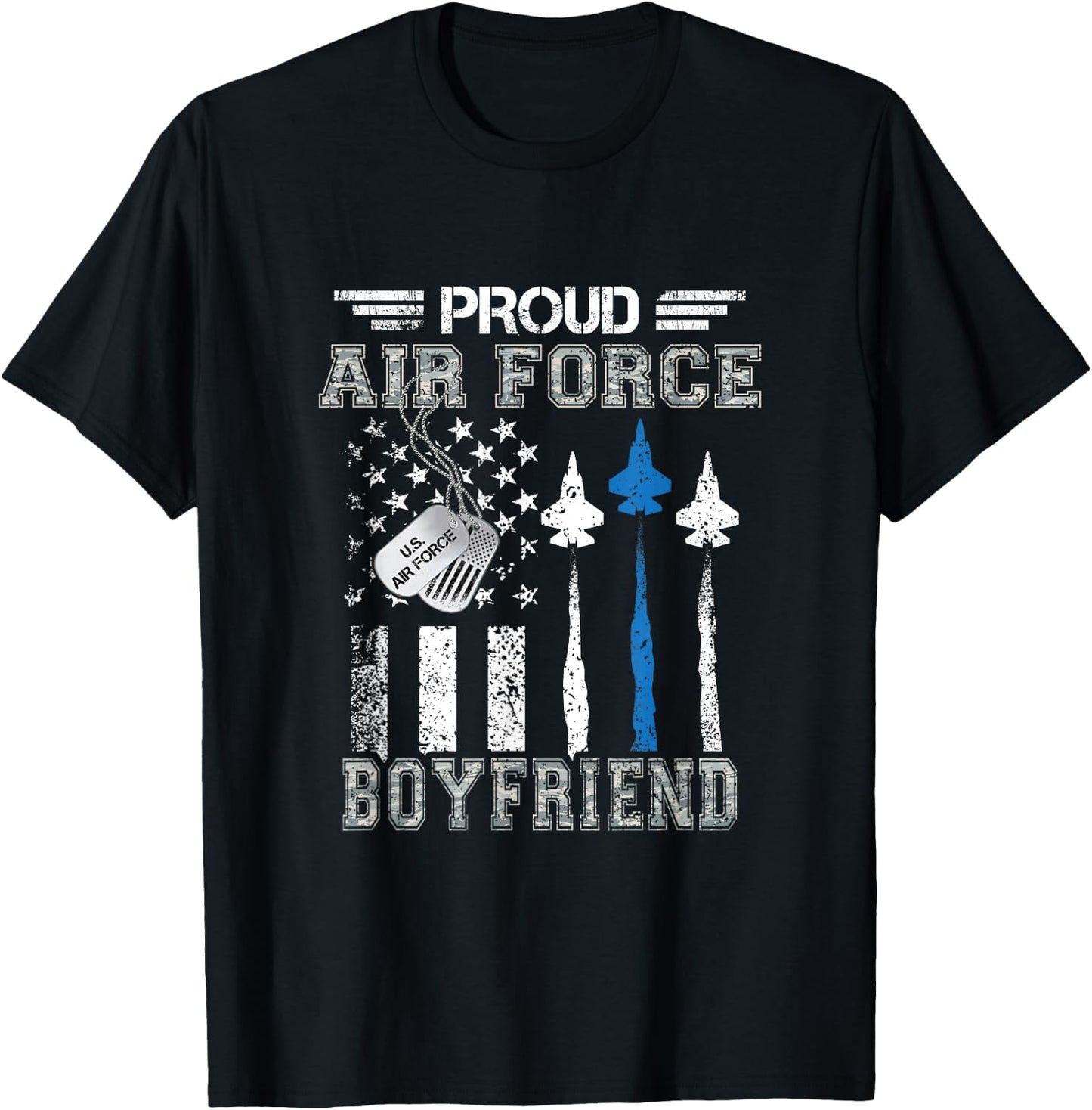 Proud Air Force Boyfriend US Air Force Graduation Boyfriend T-Shirt - T-Shirt | Black