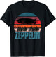 Retro Zeppelin 70s 80s Dirigible Airship Zepelin Zepplin T-Shirt - T-Shirt | Black