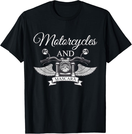 Funny Makeup Motorcycle Riding Women Gift Mascara Biker T-Shirt - T-Shirt | Black