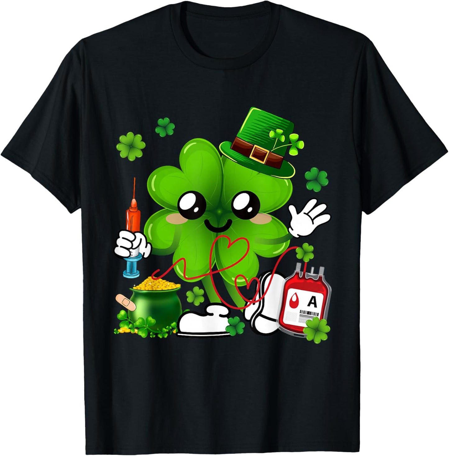 St. Patrick's Day Clovers Phlebotomist Shamrocks Family T-Shirt - T-Shirt | Black