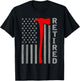 Funny Retired Firefighter USA Flag Fireman Retirement Outfit T-Shirt - T-Shirt | Black