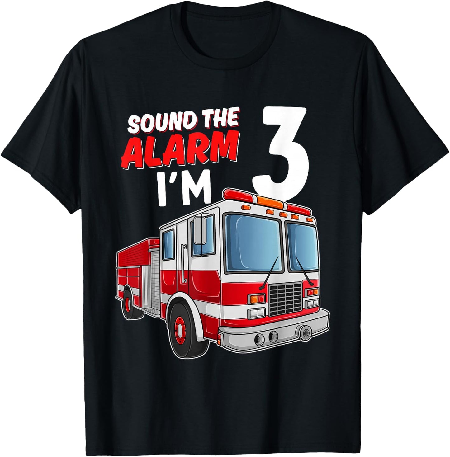 Kids Fire Truck 3rd Birthday 3 Years Old Boys Girls Kids T-Shirt - T-Shirt | Black
