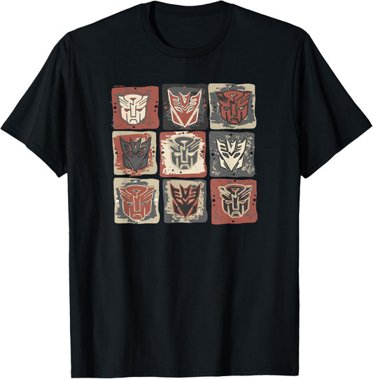Transformers: Rise of the Beasts Emblems Distressed Collage T-Shirt - T-Shirt | Black