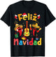 Feliz Navidad Mexican Fiesta Hot Pepper Guitar Xmas Party T-Shirt - T-Shirt | Black