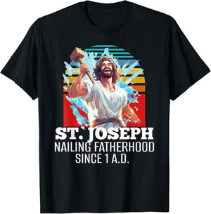 Funny Saint Joseph Catholic Father And Worker T-Shirt - T-Shirt | Black