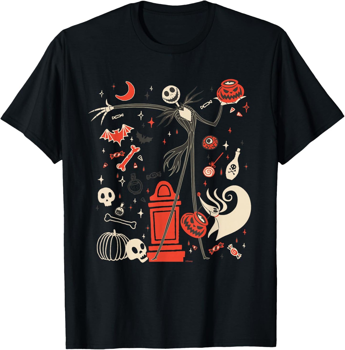 Disney The Nightmare Before Christmas Jack & Zero Halloween T-Shirt - T-Shirt | Black