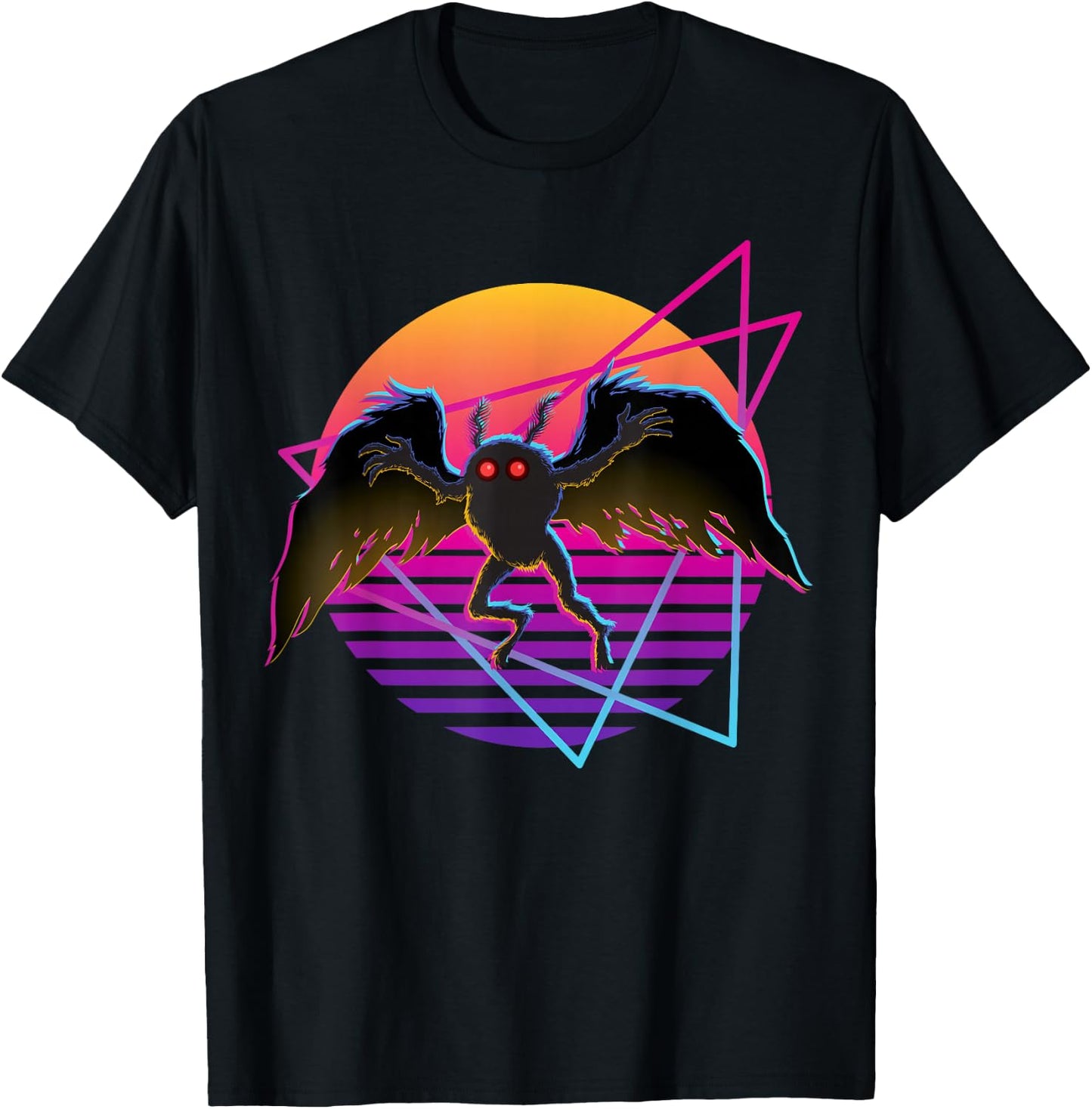 80s Mothman Retro 70s Monster Creepy Folklore Cryptid T-Shirt - T-Shirt | Black