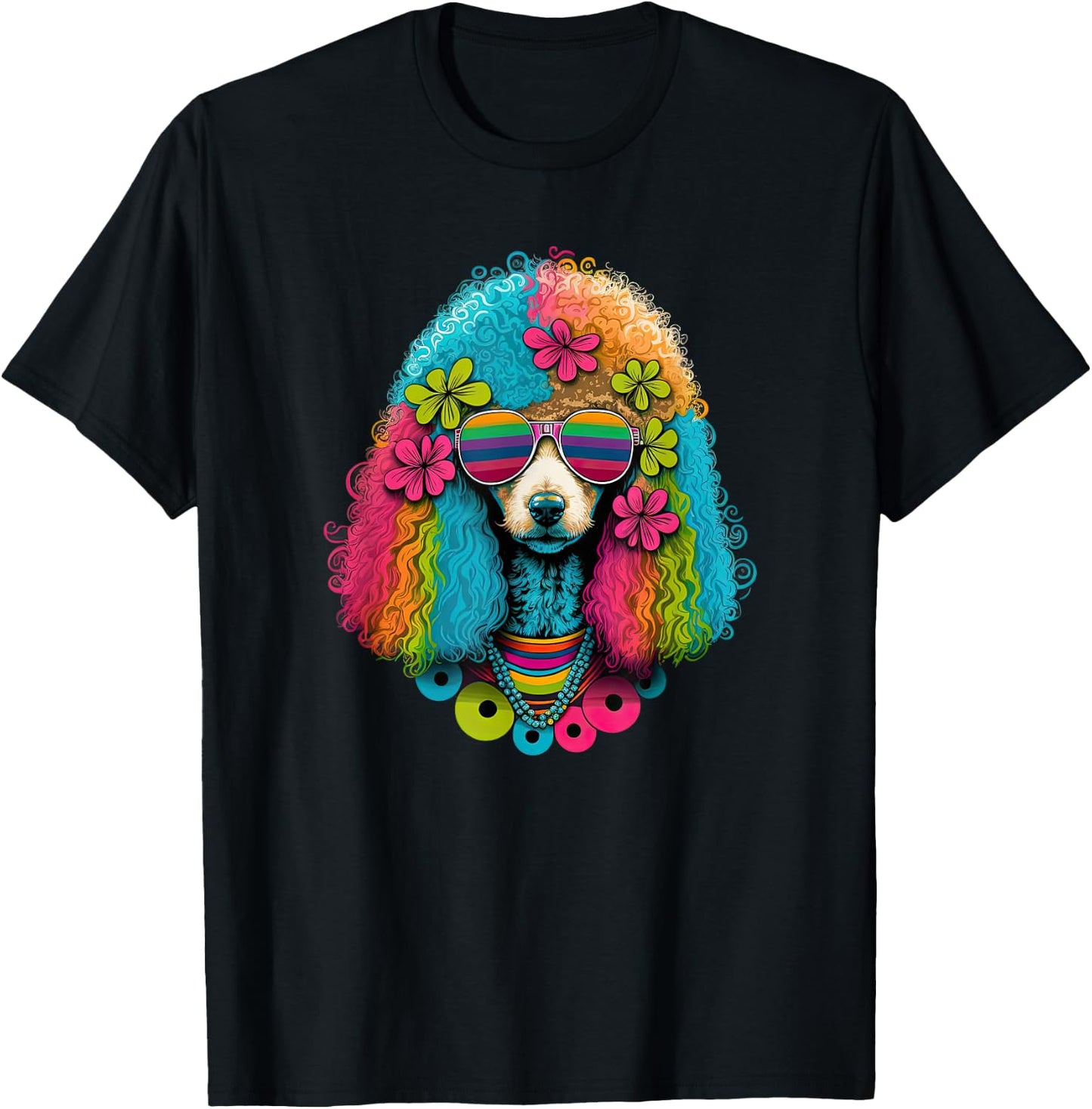 Funny Poodle Dog Miniature Poodle Toy Poodle Hippie Women Girls Kids T-Shirt - T-Shirt | Black