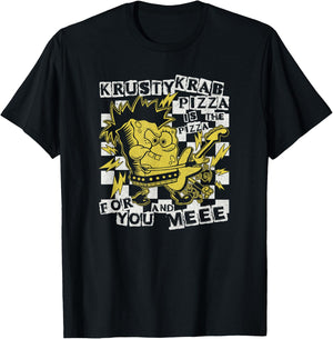 SpongeBob SquarePants Punk Rock Star Krusty Krab Pizza Song T-Shirt - T-Shirt | Black
