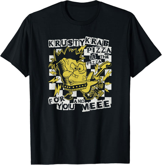 SpongeBob SquarePants Punk Rock Star Krusty Krab Pizza Song T-Shirt - T-Shirt | Black