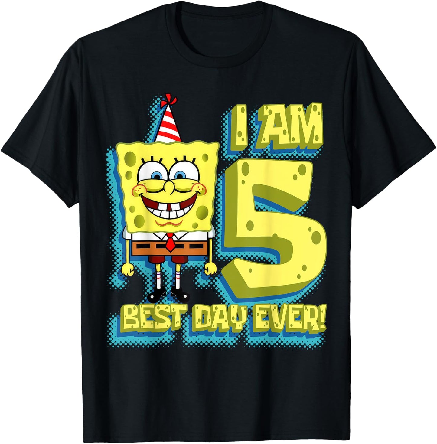 Mademark x SpongeBob SquarePants - SpongeBob SquarePants Birthday I am 5 Best Day Ever T-Shirt - T-Shirt | Black