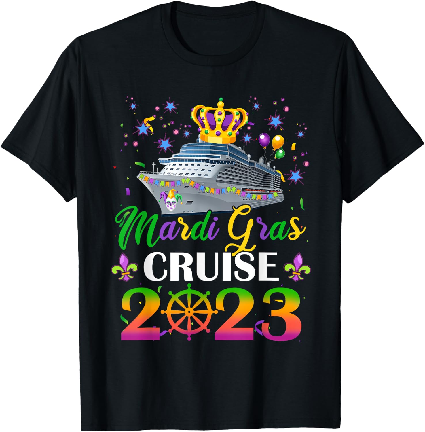 Mardi Gras Cruise 2023 Ship New Orleans Carnival Costume T-Shirt - T-Shirt | Black