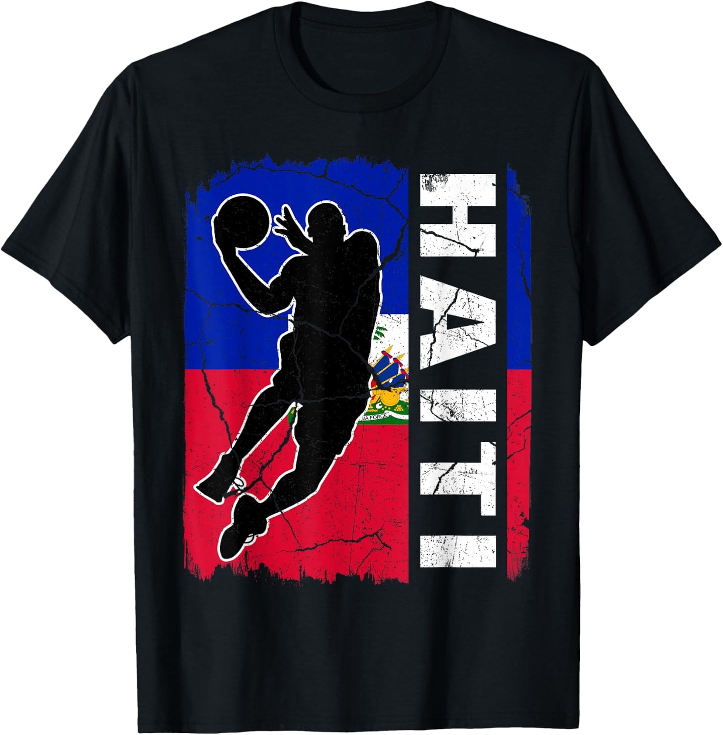 Haitian Basketball Player Haiti Flag Basketball Fans T-Shirt - T-Shirt | Black