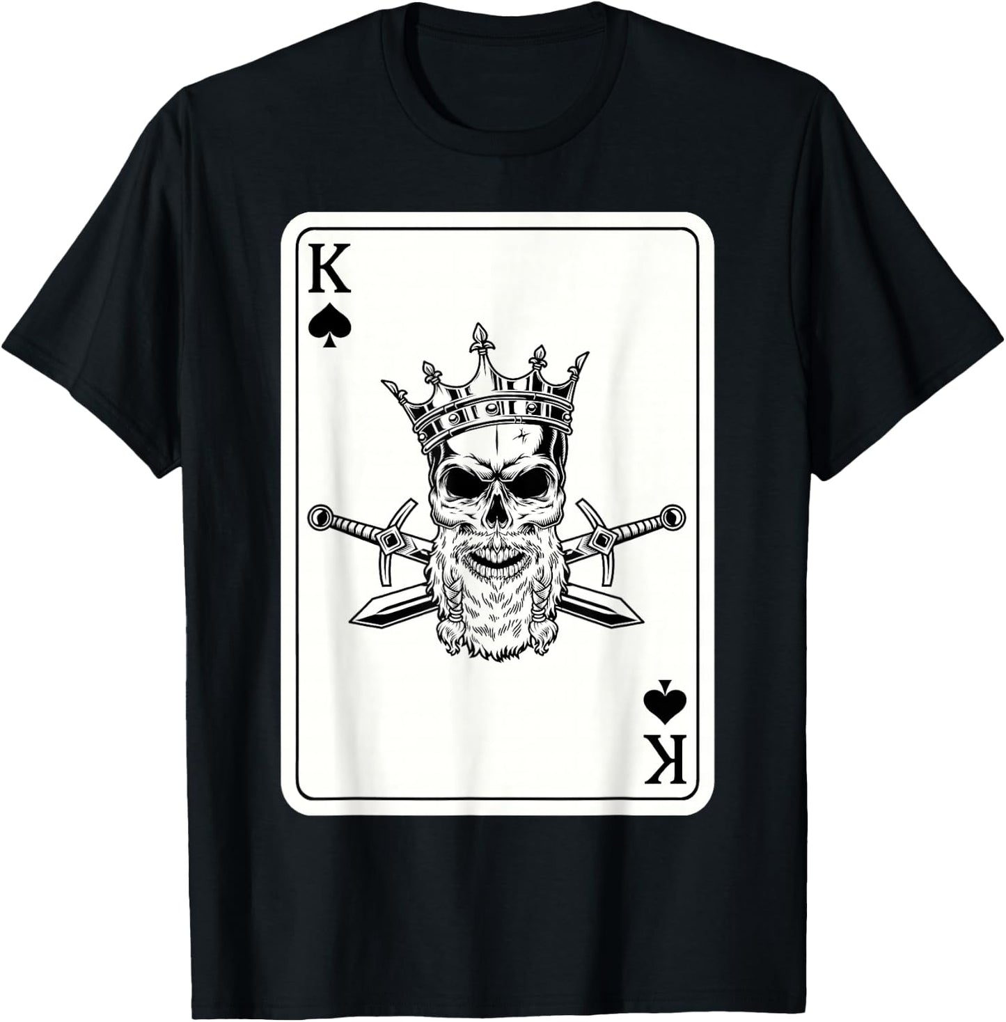 Couple Matching King And Queen of Spades 2/2 Skull Crown T-Shirt - T-Shirt | Black