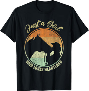 Just A Girl Who Loves Heartland Cowgirl Vintage T-Shirt - T-Shirt | Black
