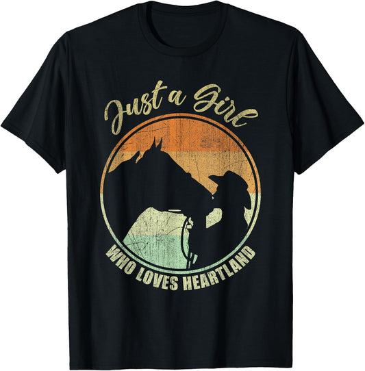 Just A Girl Who Loves Heartland Cowgirl Vintage T-Shirt - T-Shirt | Black