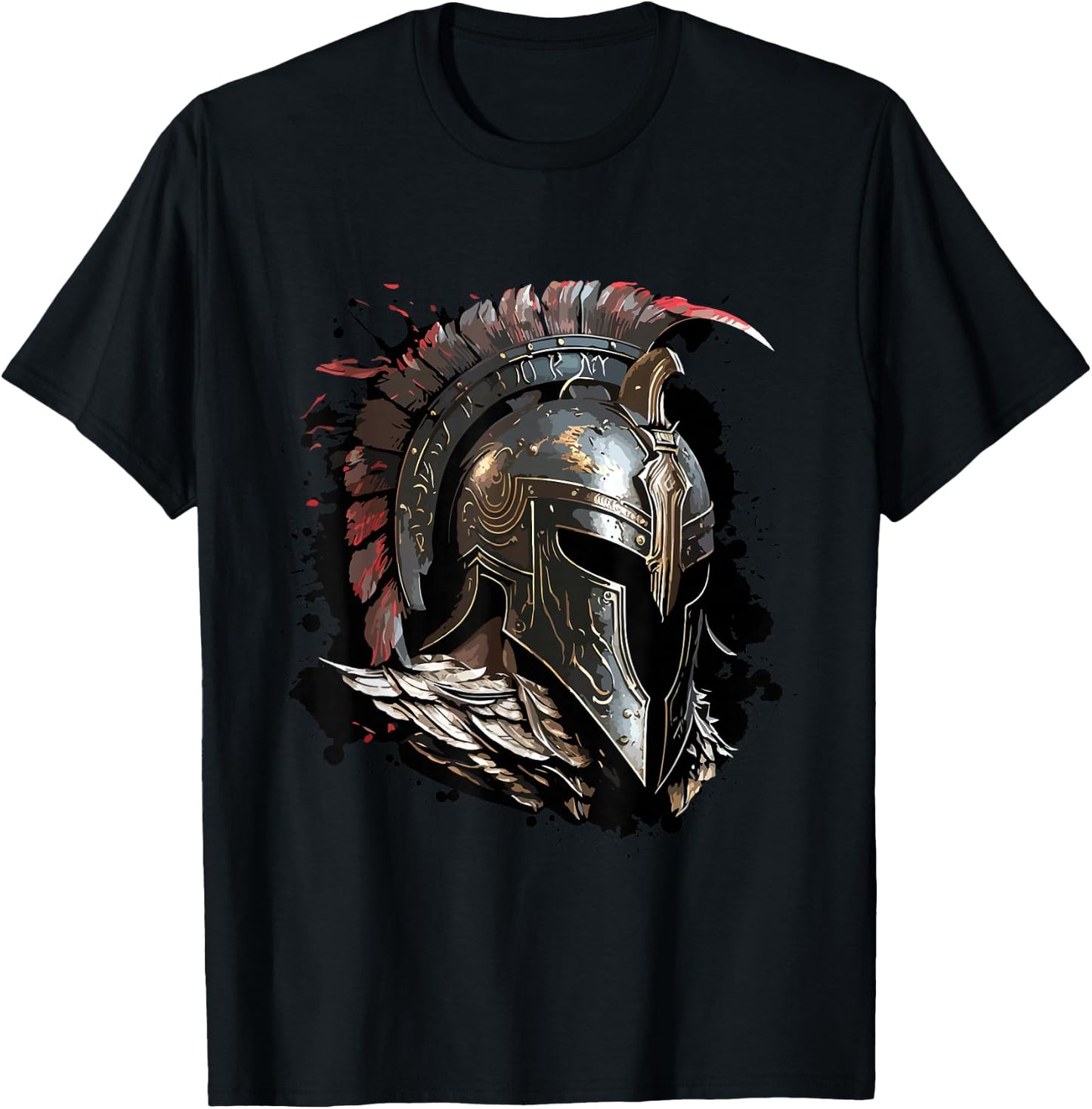 Spartan Helmet Warrior Gladiator Gym Fitness Workout T-Shirt - T-Shirt | Black