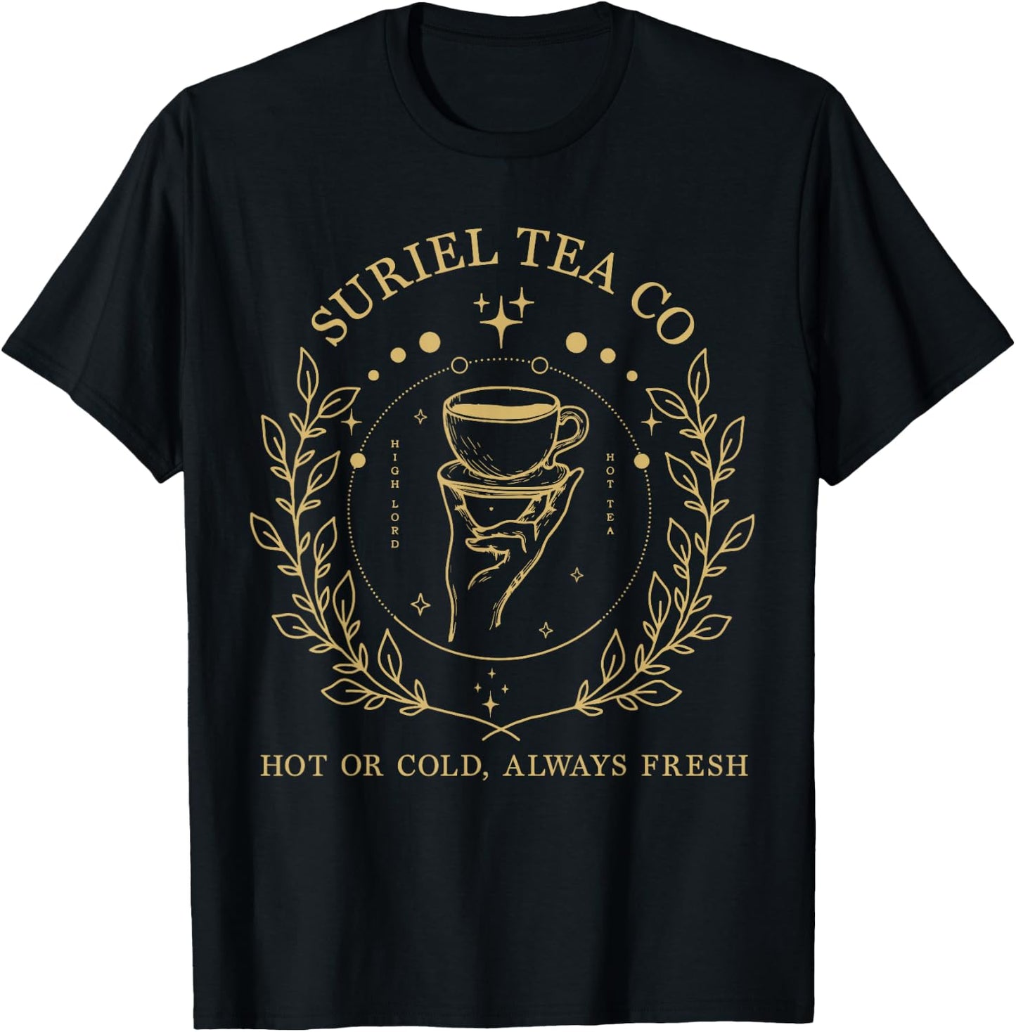 Suriel Tea Co, Spill The Tea Mystical Retro Floral Flowers T-Shirt - T-Shirt | Black