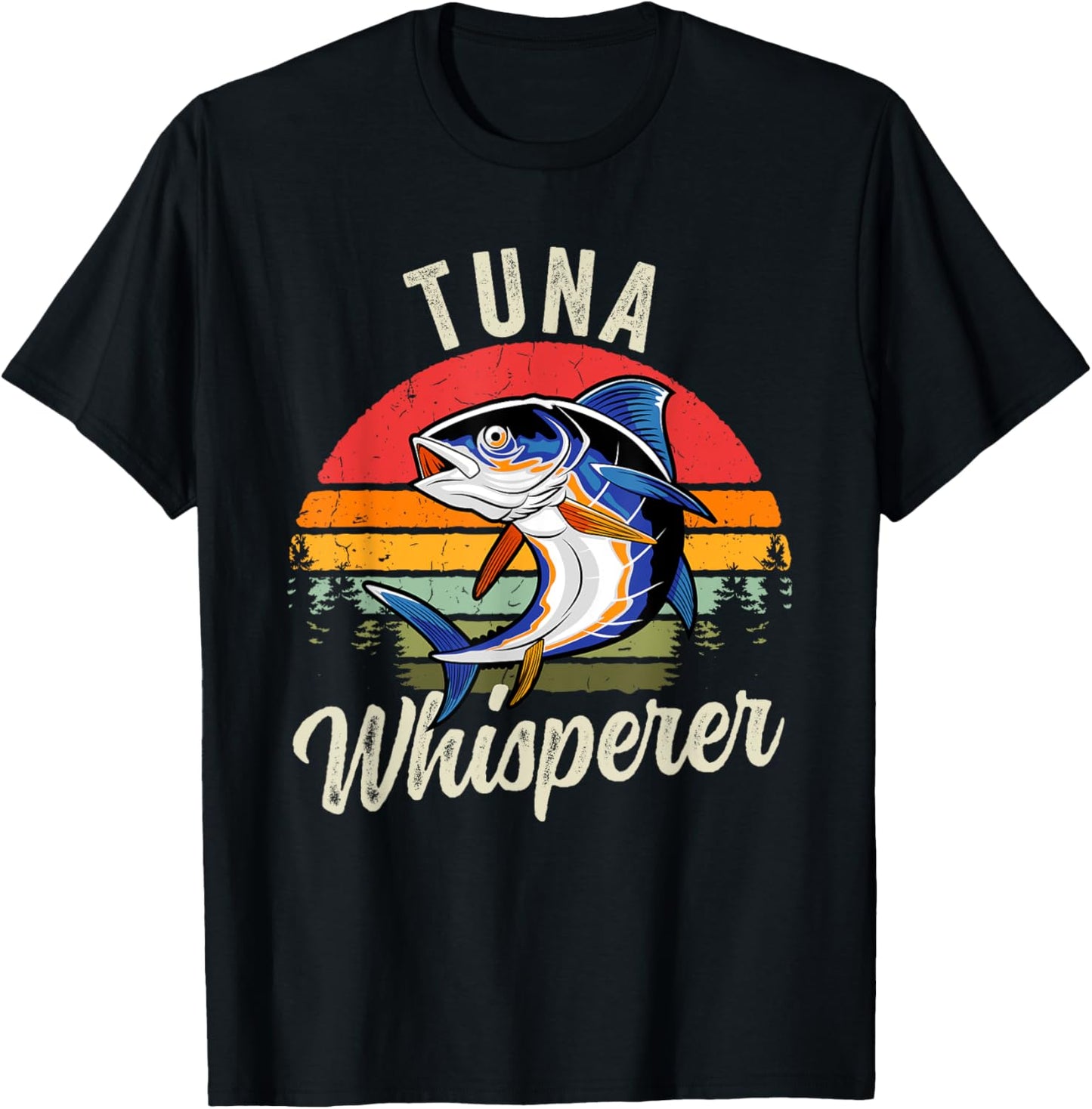 Vintage Tuna Whisperer Funny Fish Deep Sea Fishing Lover T-Shirt - T-Shirt | Black