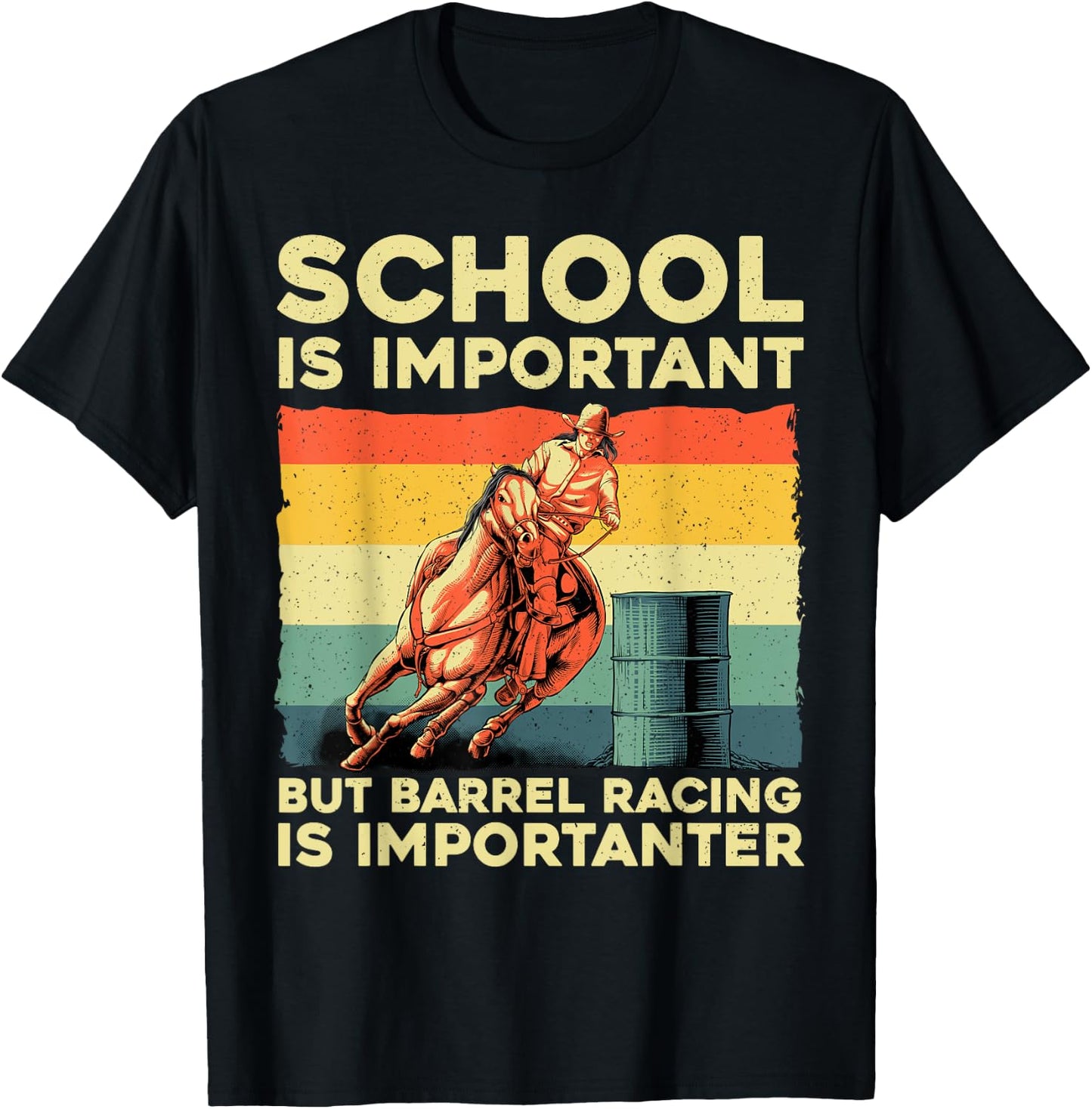 Best Barrel Racing Art Women Kids Barrel Racer T-Shirt - T-Shirt | Black