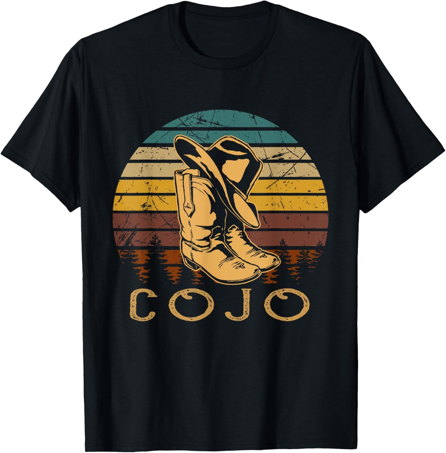 Vintage Cojo Bull Skull Cowgirl Western Cowboys Boots T-Shirt - T-Shirt | Black