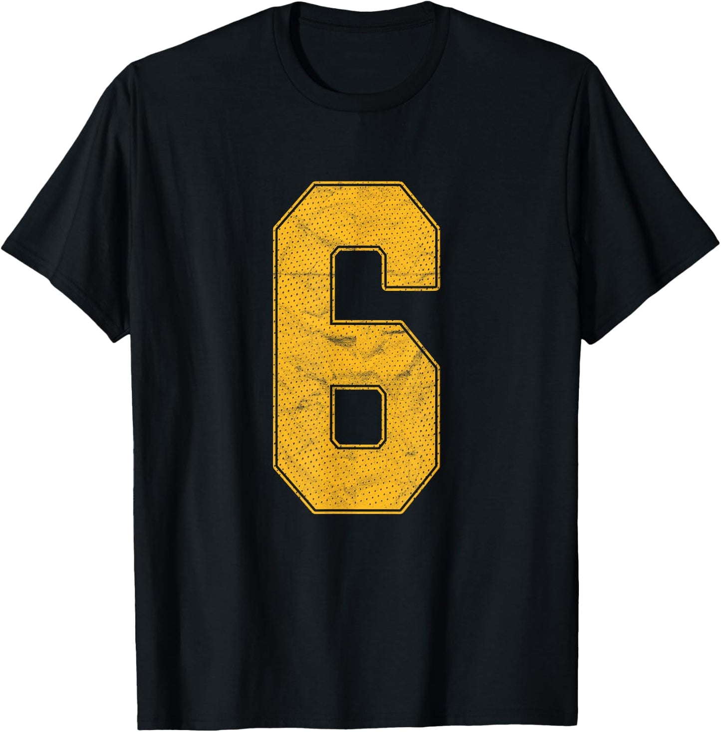 Number 6 Numbered Uniform Sports Team Jersey 6th Birthday T-Shirt - T-Shirt | Black