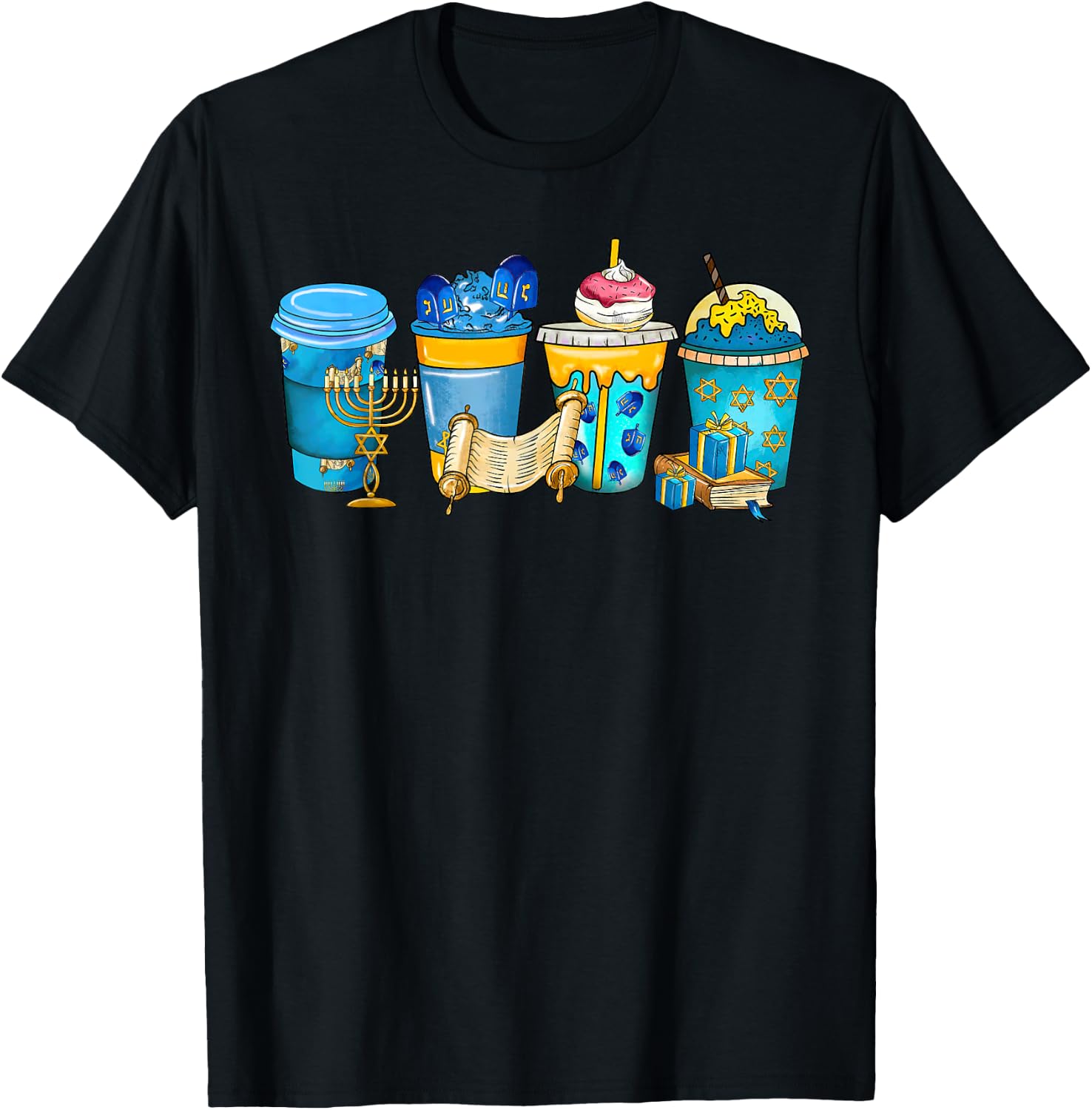 Happy Hanukkah 2022 Hakunnah Drink Menorah Hanukkah Coffee T-Shirt - T-Shirt | Black