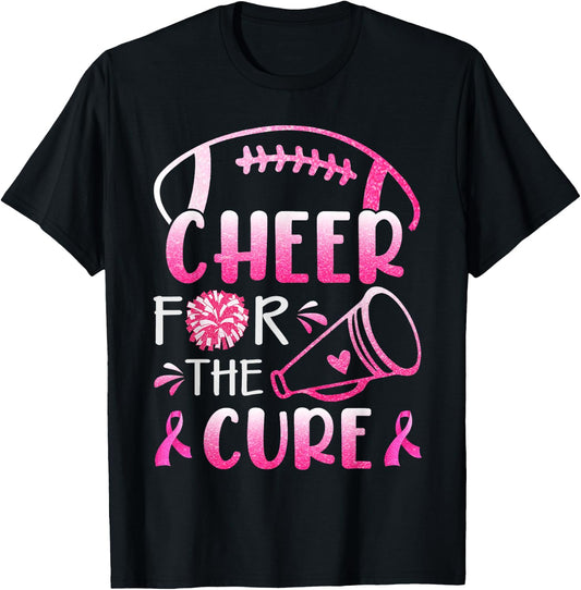 Breast Cancer Awareness Cheer For The Cure T-Shirt - T-Shirt | Black