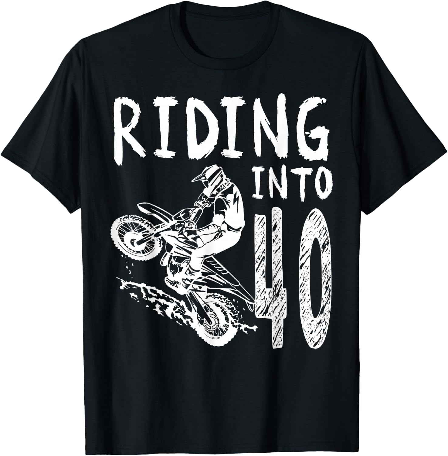 Riding Into 40th Birthday Boy Dirt Bike Party 40 Year Old T-Shirt - T-Shirt | Black