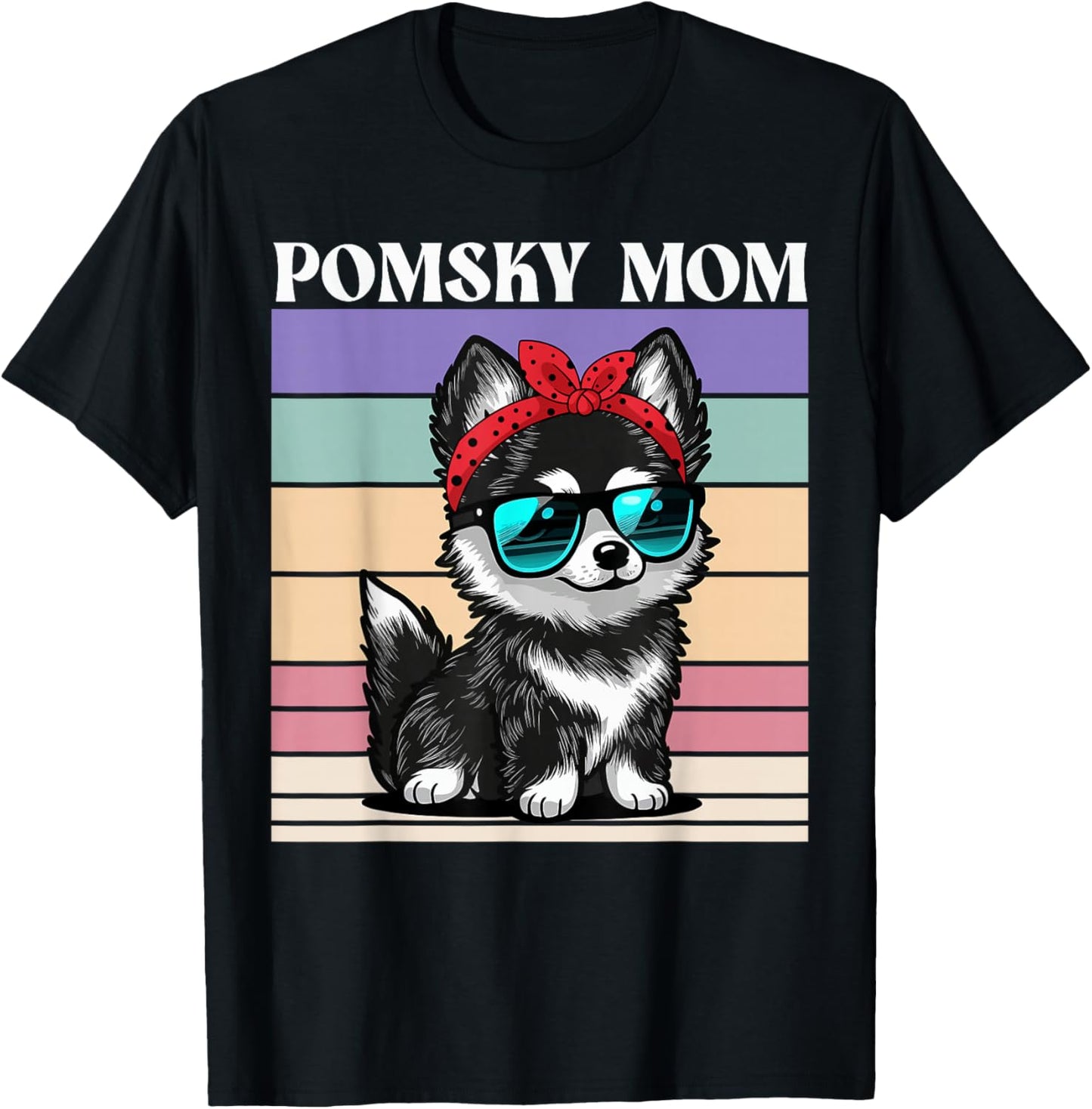Pomsky Mom T-Shirt - T-Shirt | Black