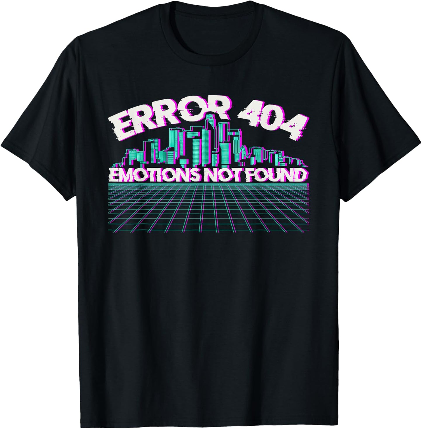 Error 404 Emotions Not Found Skyline Vaporwave T-Shirt - T-Shirt | Black