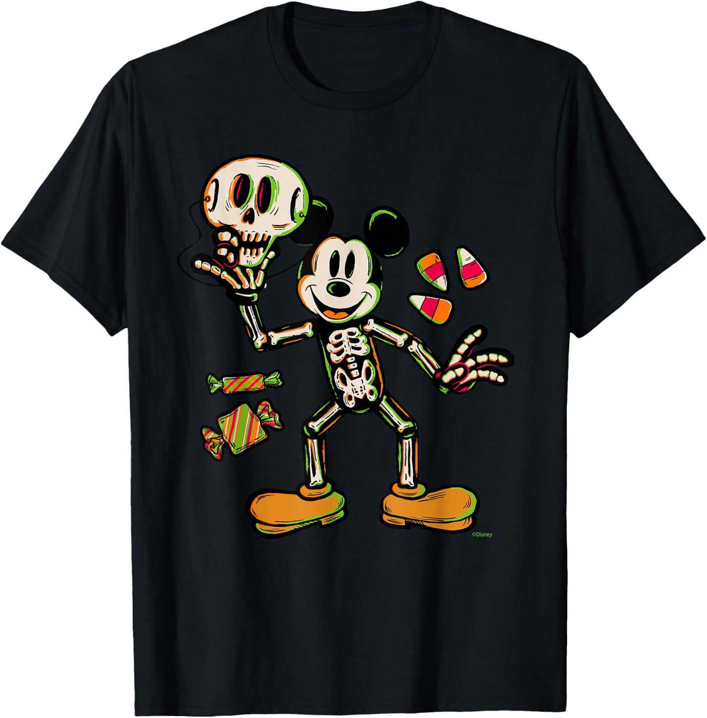 Disney Mickey Mouse Trick & Treat Skeleton Costume Halloween T-Shirt - T-Shirt | Black