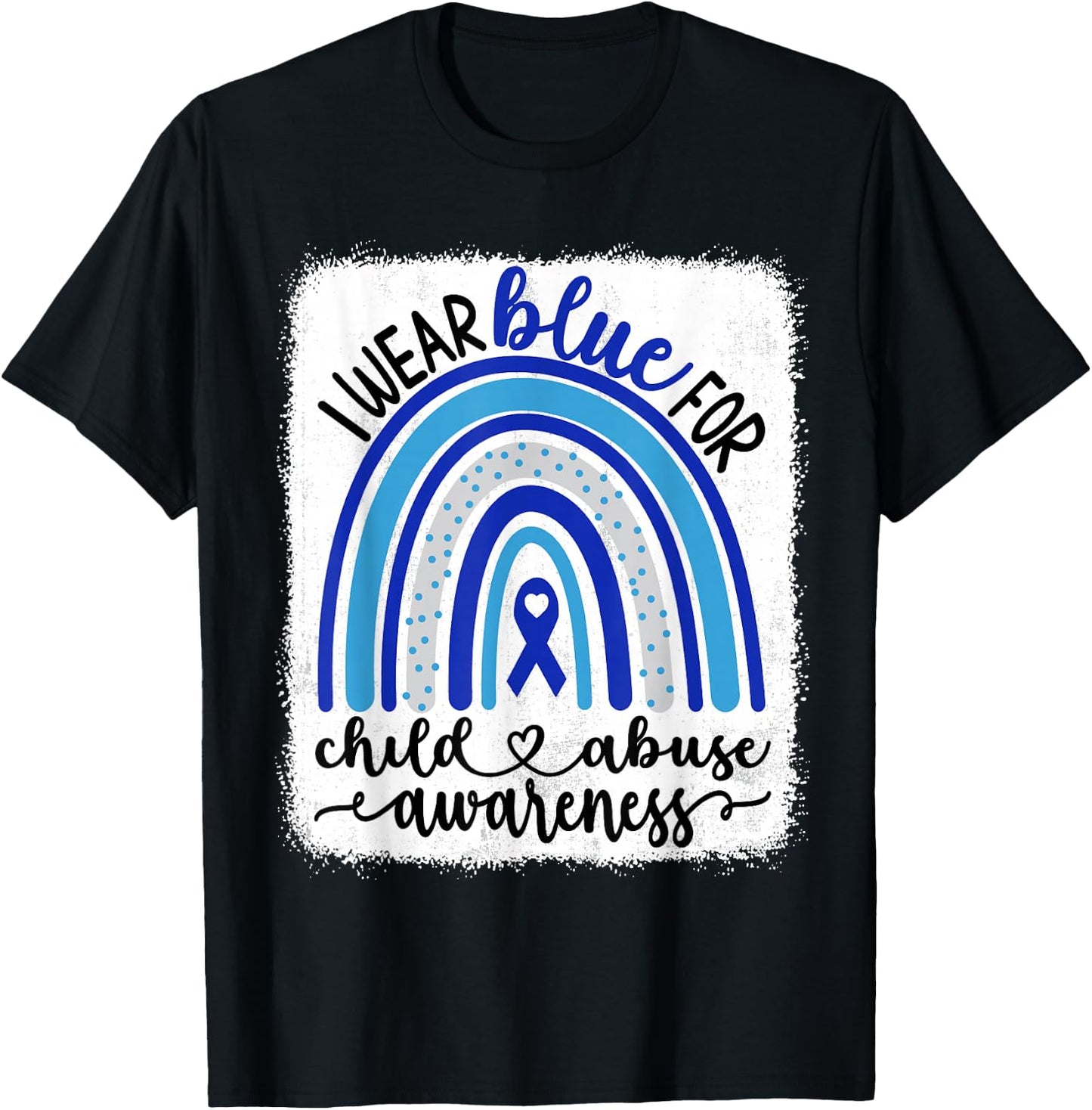 In April We Wear Blue Pinwheel Child Abuse Prevention Month T-Shirt - T-Shirt | Black