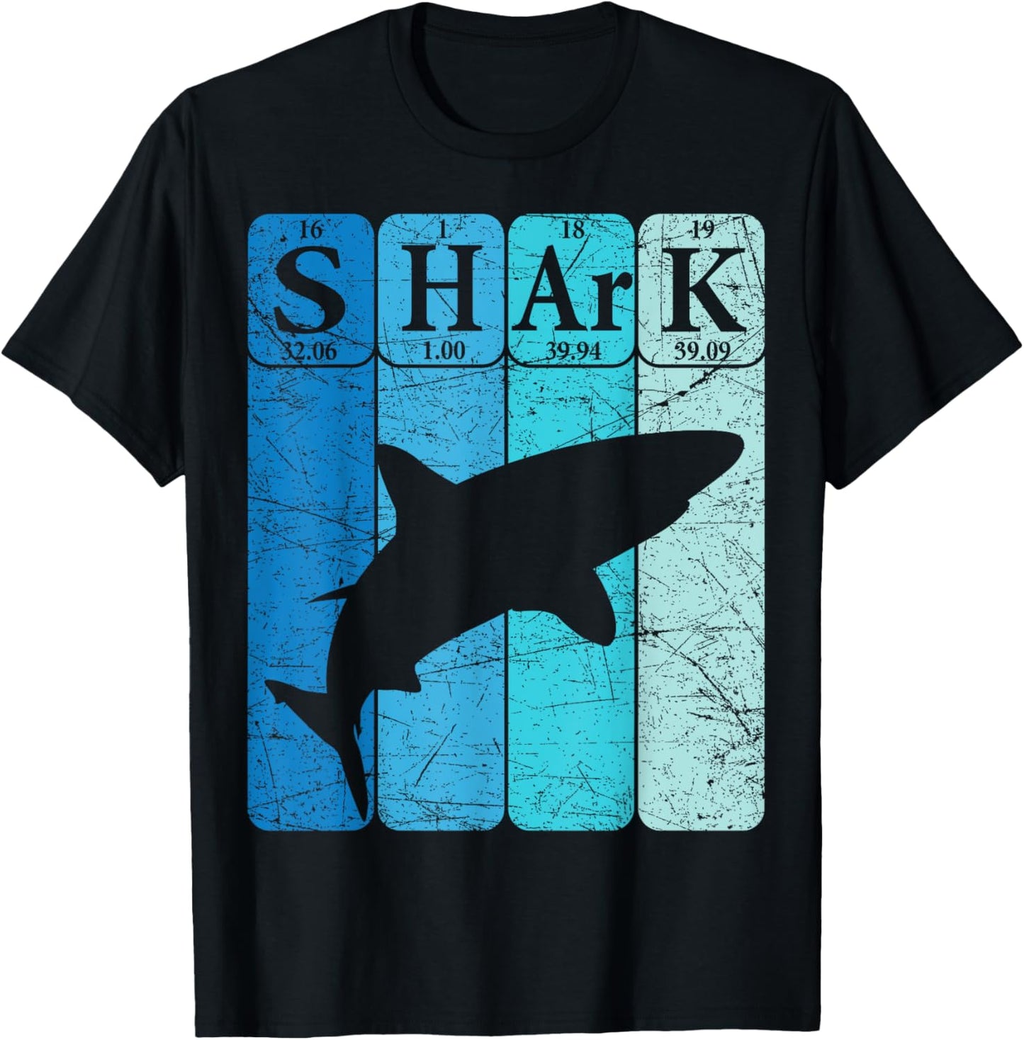 Shark Periodic Table Elements Retro Shark Selachimorphaphile T-Shirt - T-Shirt | Black