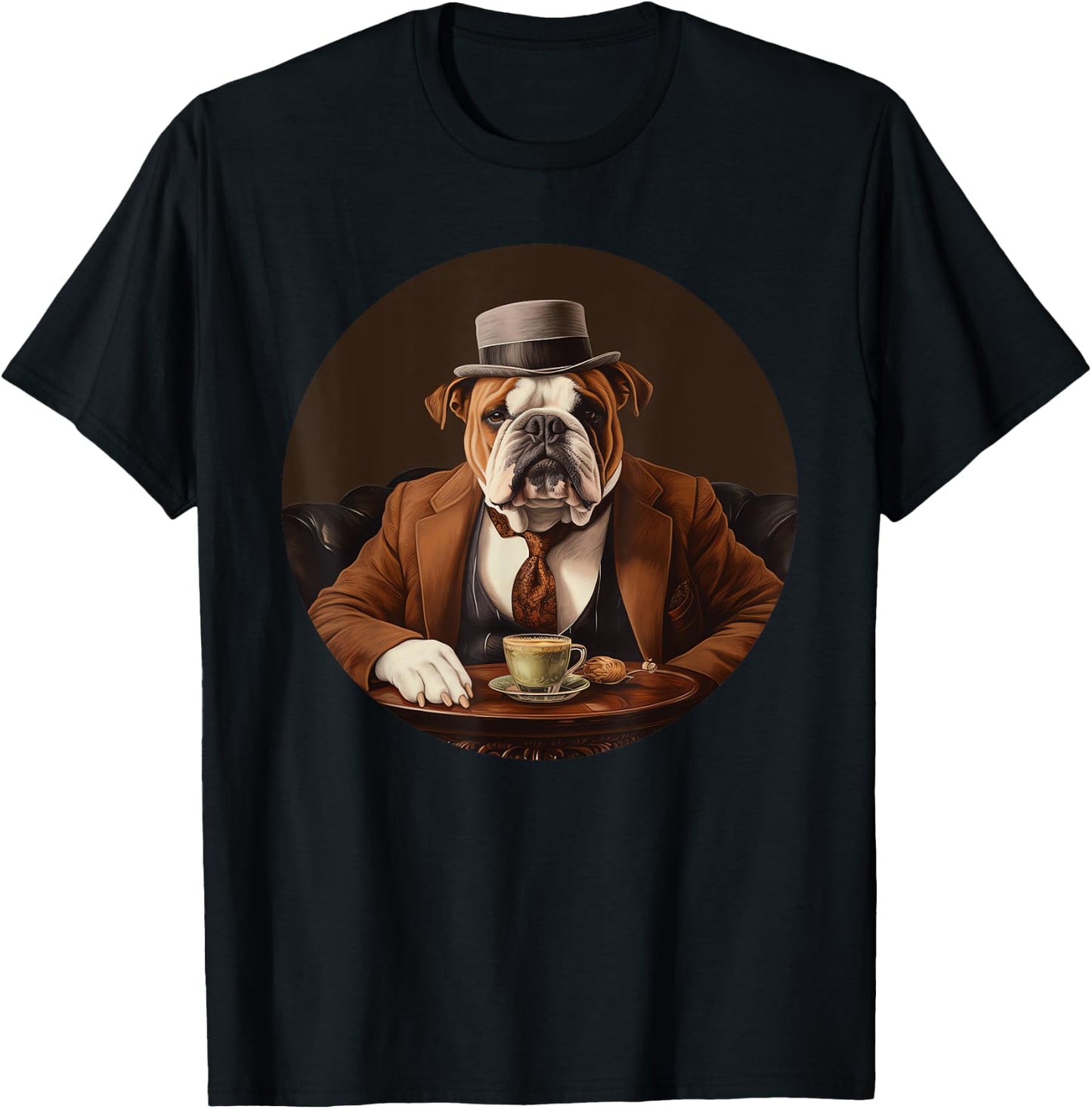 English Bulldog English Gentleman Funny Dog Victorian T-Shirt - T-Shirt | Black