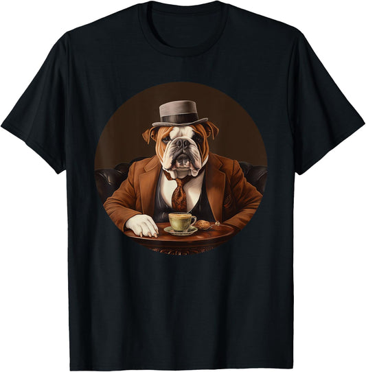 English Bulldog English Gentleman Funny Dog Victorian T-Shirt - T-Shirt | Black