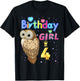 Kids 4 Years Old Owl Its my 4th birthday Girl Owl T-Shirt - T-Shirt | Black