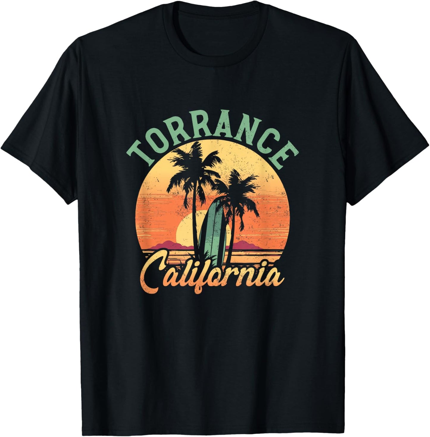 Torrance California Retro Surfer Vintage Beach T-Shirt - T-Shirt | Black