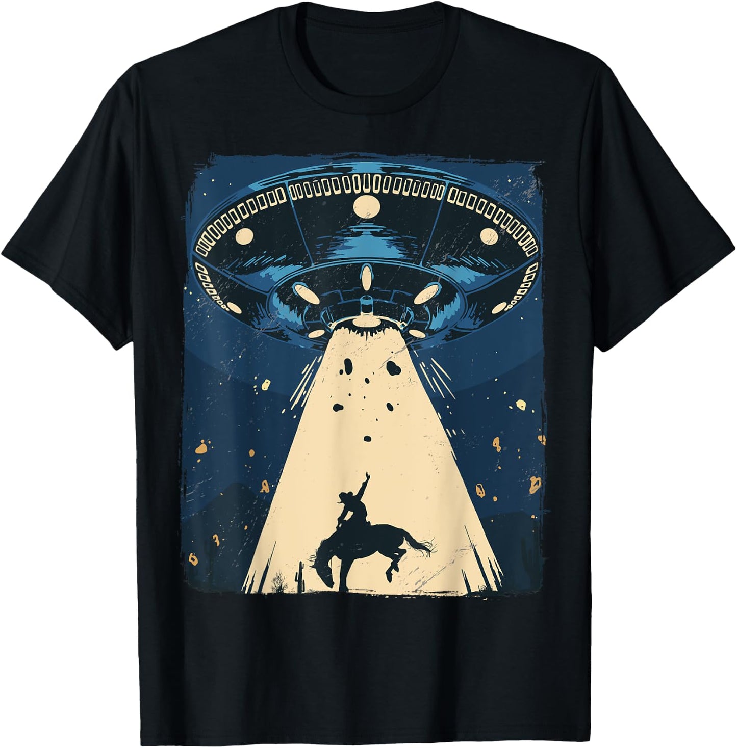 Alien Abduction Outer Space Western Rodeo Cowboy T-Shirt - T-Shirt | Black