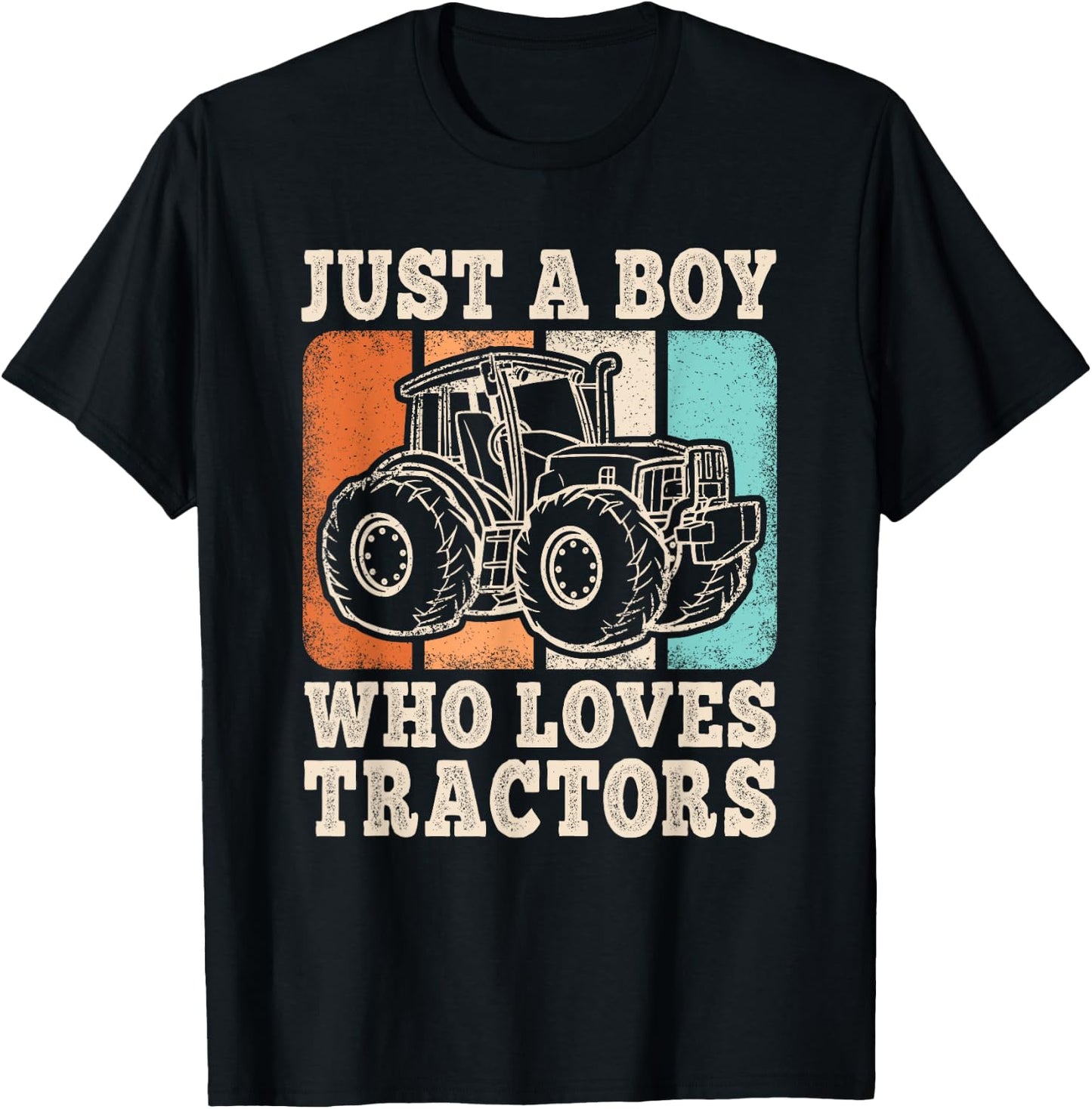 Just A Boy Who Loves Tractors Farming Farm Funny Boys Farmer T-Shirt - T-Shirt | Black