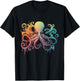 Colorful Octopus Artwork - Watercolor Animal Lover Sea Diver T-Shirt - T-Shirt | Black