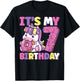 It's My 7th Birthday Party Cute Girls Donut Birthday Unicorn T-Shirt - T-Shirt | Black