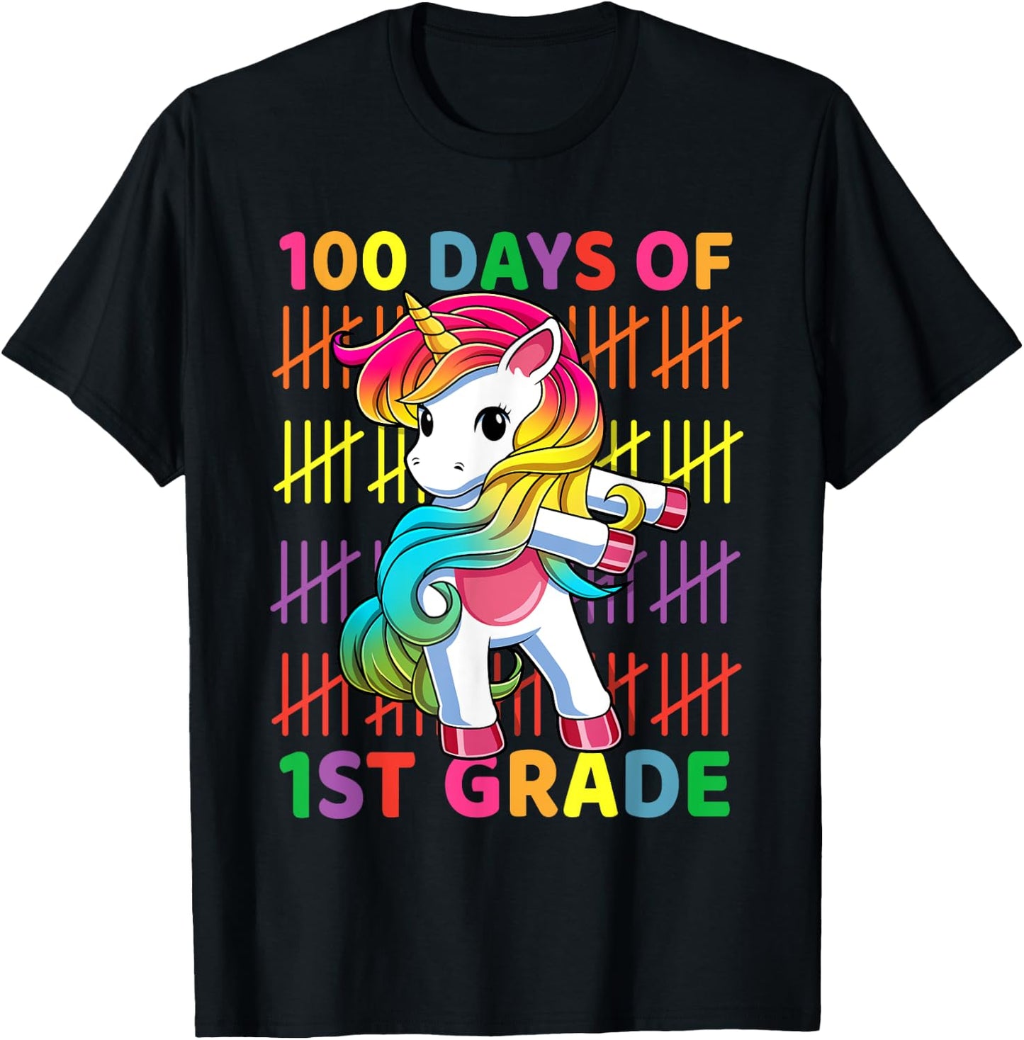 100 Days of 1st Grade Unicorn Flossing 100th Day Of School T-Shirt - T-Shirt | Black