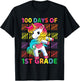 100 Days of 1st Grade Unicorn Flossing 100th Day Of School T-Shirt - T-Shirt | Black