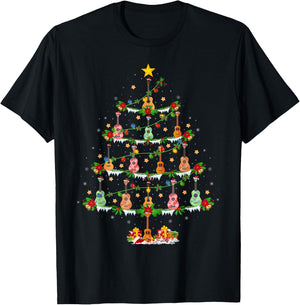 Ukulele Lover Xmas Lighting Santa Ukulele Christmas Tree T-Shirt - T-Shirt | Black