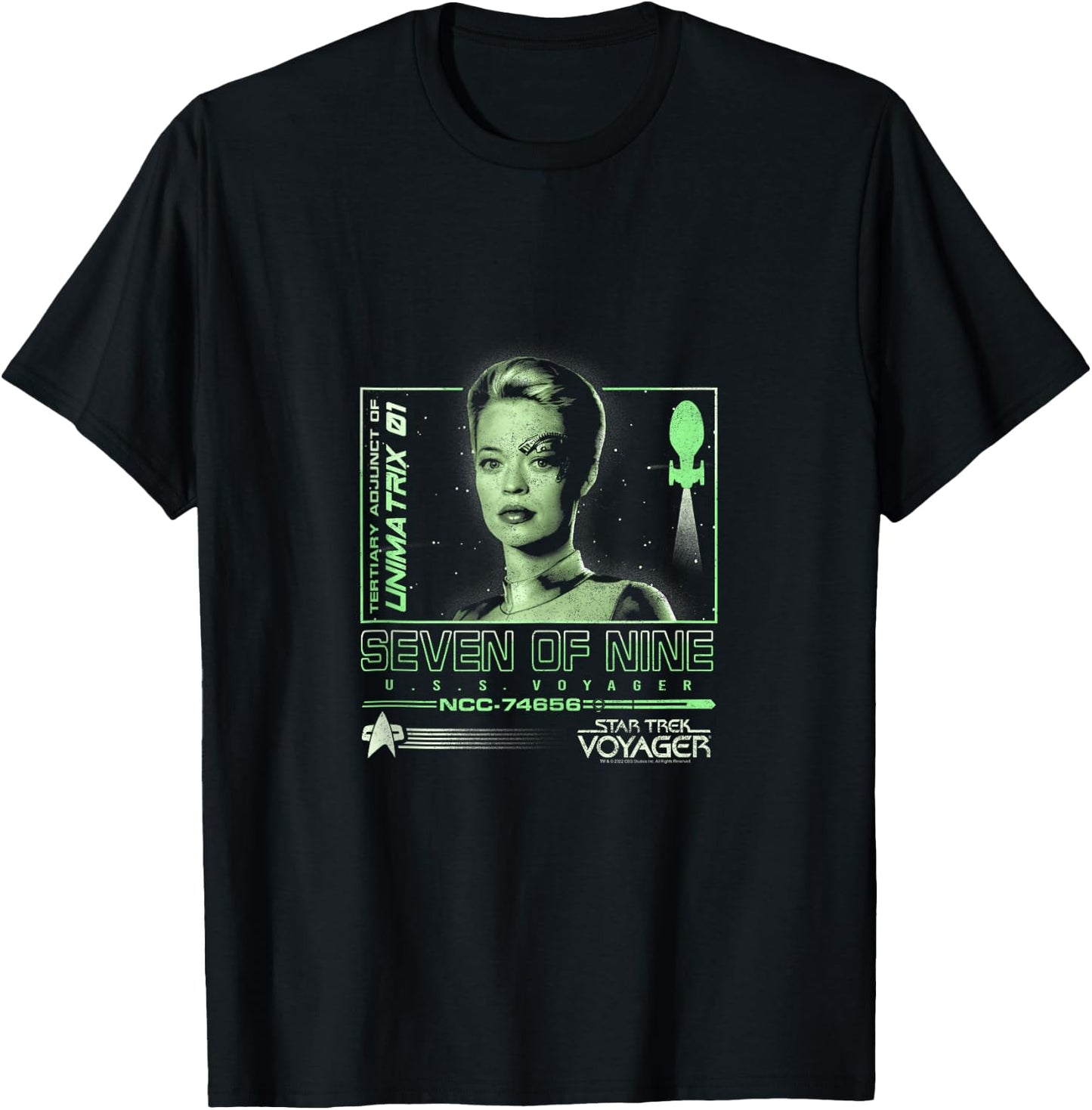 Star Trek: Voyager Seven Of Nine Neon Starfleet Portrait T-Shirt - T-Shirt | Black